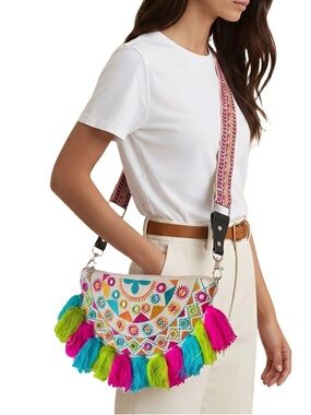 Magid Multicolor Embroidered Crossbody Bag